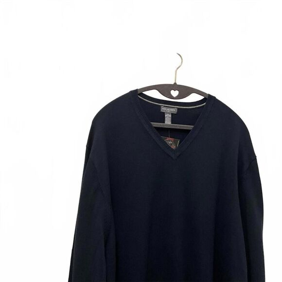 Van Heusen Flex Men's Size 2XL XXL V Neck Cotton Acrylic Blend Sweater Blue NEW - Picture 3 of 6